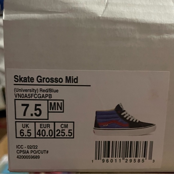 Vans Skate Grosso Mid University Red/Blue Men Size 7.5, equivalent to Women 9 - Picture 7 of 9